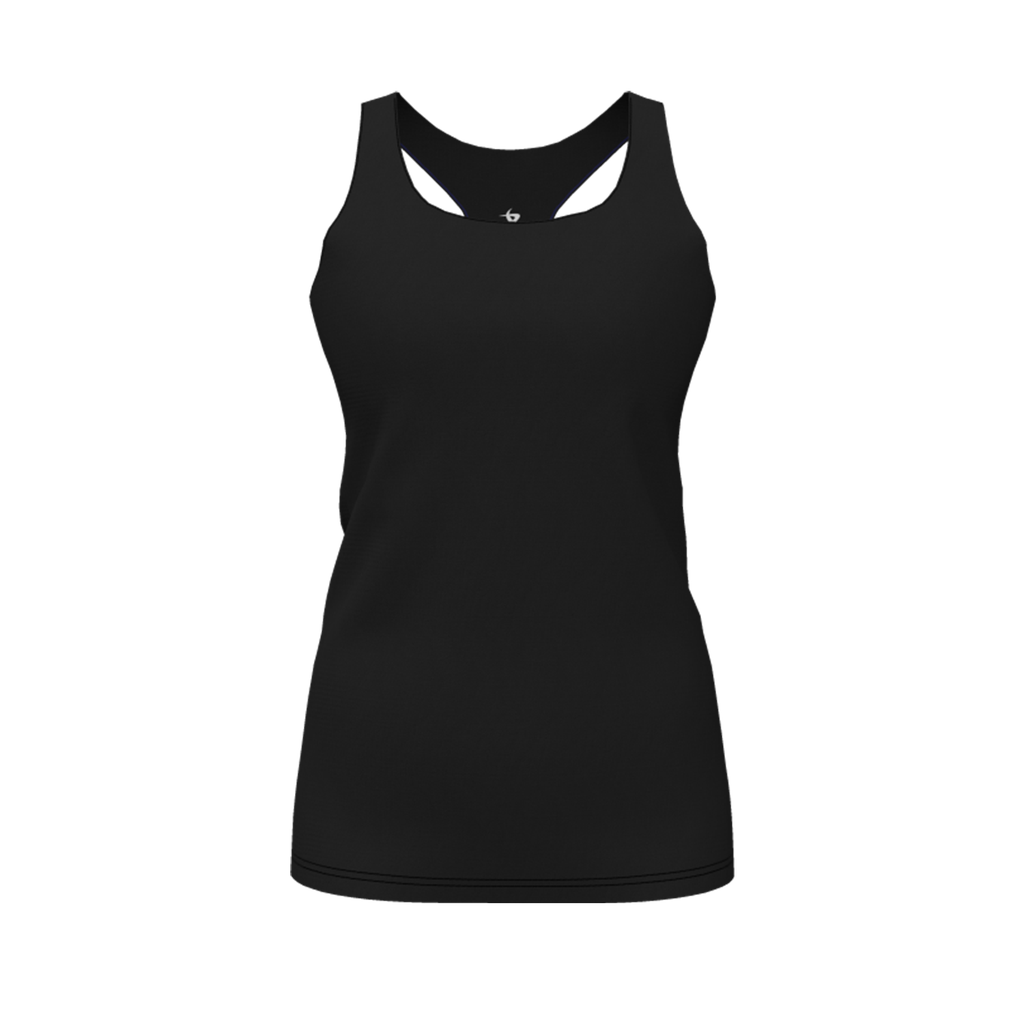 [FT0TRBBK-FAL-LOGO1] Decker Racerback Tank Top (Female Adult L, Black, Logo 1)